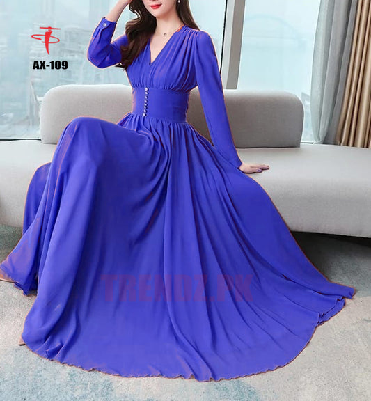 Women's Solid Color Plain Maxi Dress AX-109