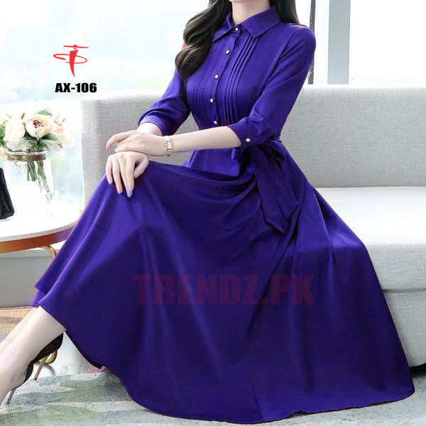 Women's Solid Color Plain Maxi Dress AX-106