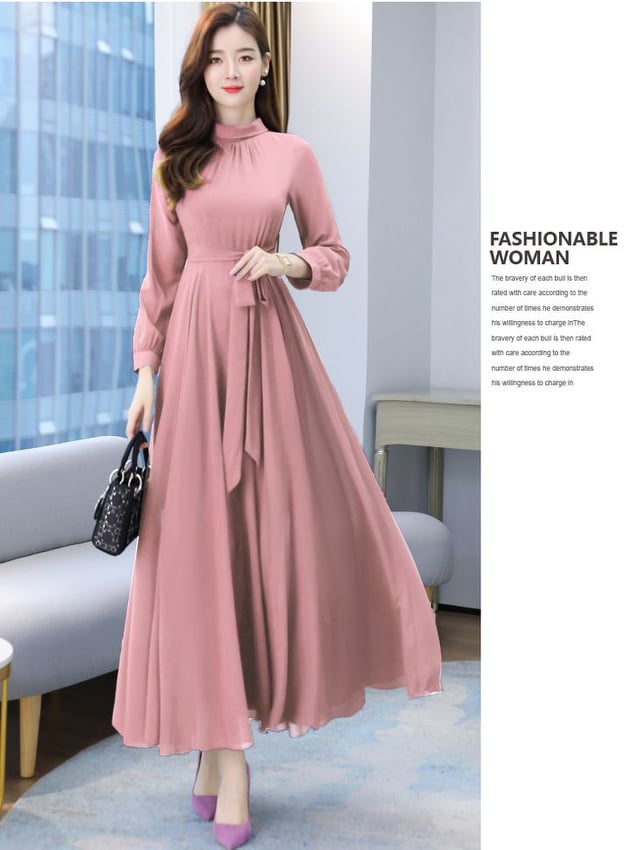 Women's Solid Color Plain Maxi Dress AX-87