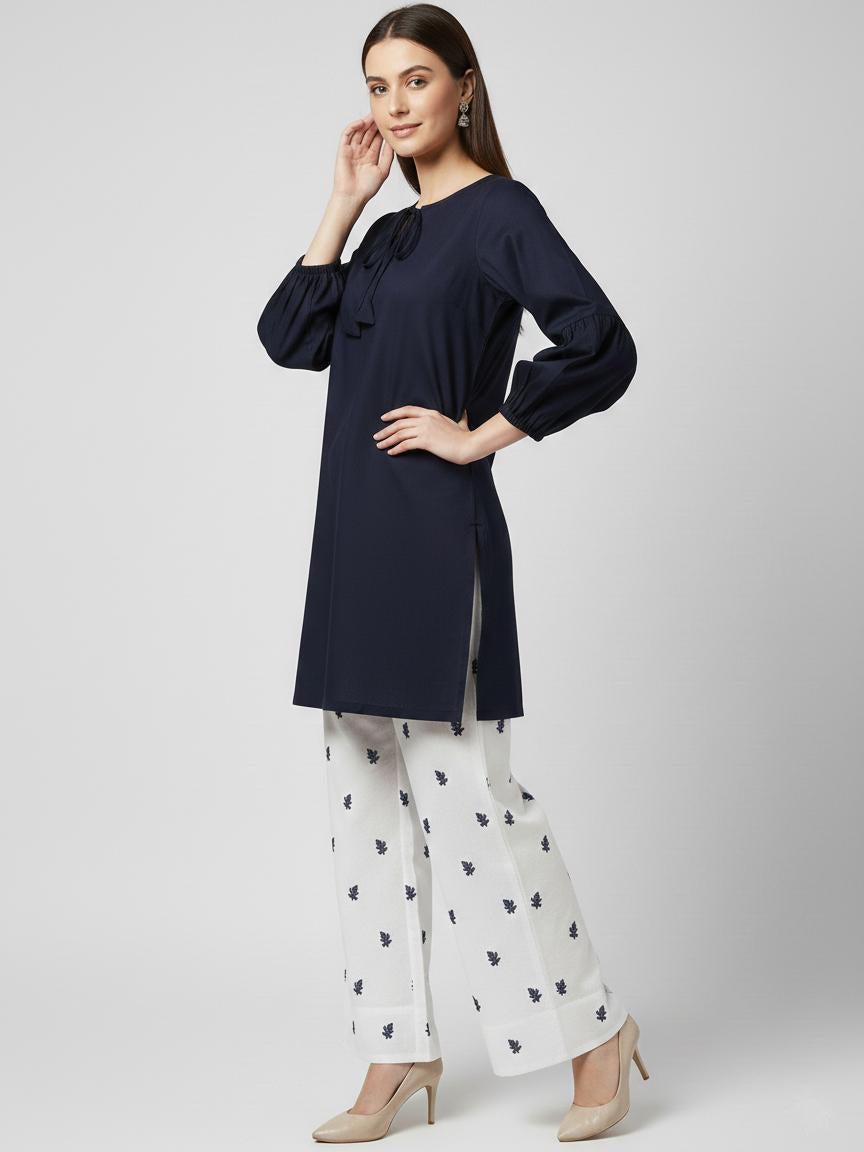 Blue Charm – Cotton 2PC Embroidered Suit