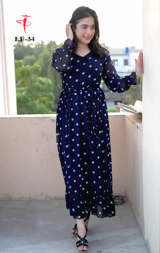 Women’s Premium Chiffon Printed Long Maxi Dress LF-34