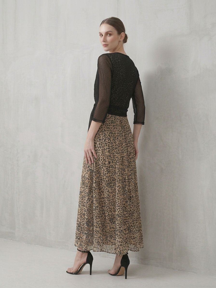 Premium Chiffon Floral Long Maxi with Front-Tie Jacket LF-40