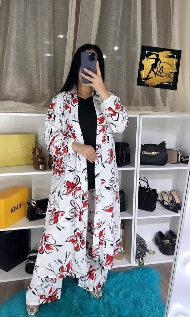 3-Piece Digital Printed Crepe Suit | Coat Style Top & Printed Trousers | Plain Inner Included