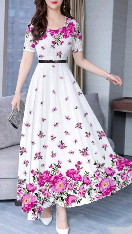 Elegant Digital Printed Crepe Maxi – 1405