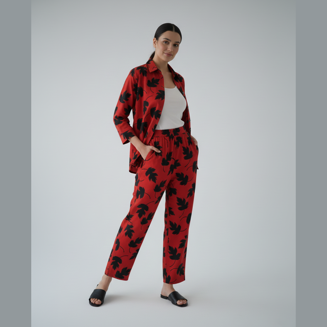 Autumn Leaf Printed Khaddar Co-Ord Set TF-101