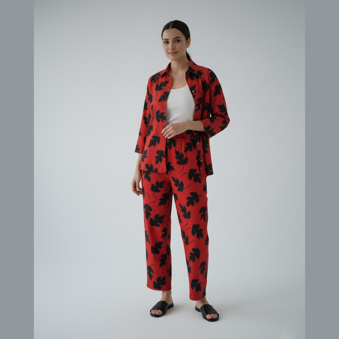 Autumn Leaf Printed Khaddar Co-Ord Set TF-101