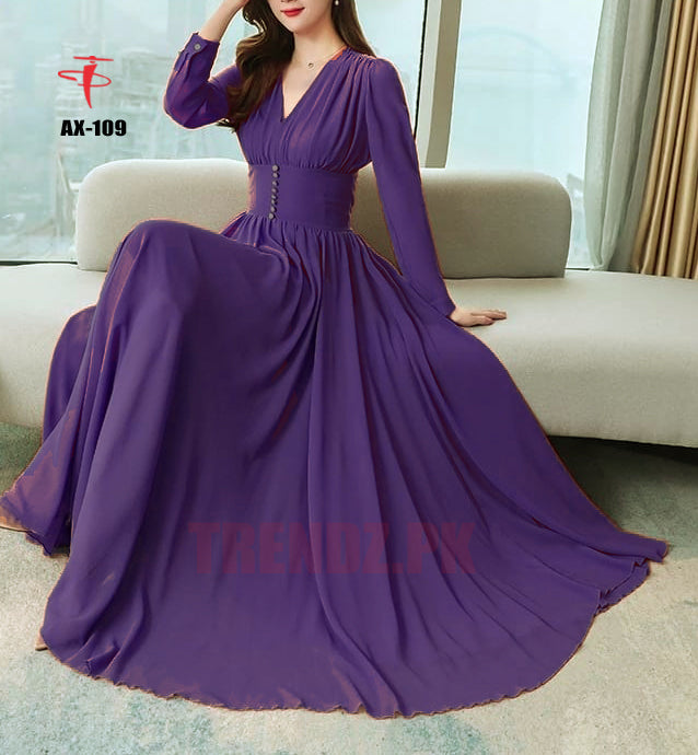 Women's Solid Color Plain Maxi Dress AX-109