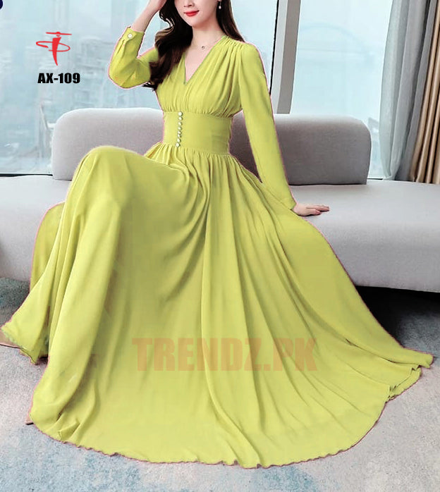 Women's Solid Color Plain Maxi Dress AX-109