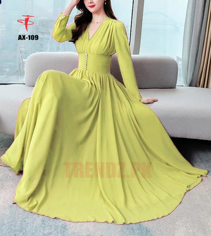 Women's Solid Color Plain Maxi Dress AX-109