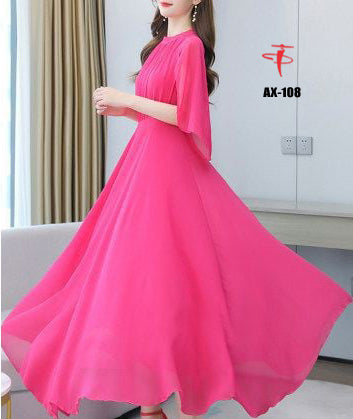 Women's Solid Color Plain Maxi Dress AX-108
