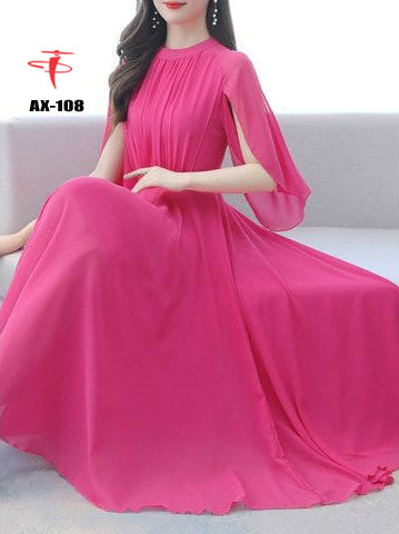 Women's Solid Color Plain Maxi Dress AX-108