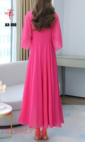 Women's Solid Color Plain Maxi Dress AX-108
