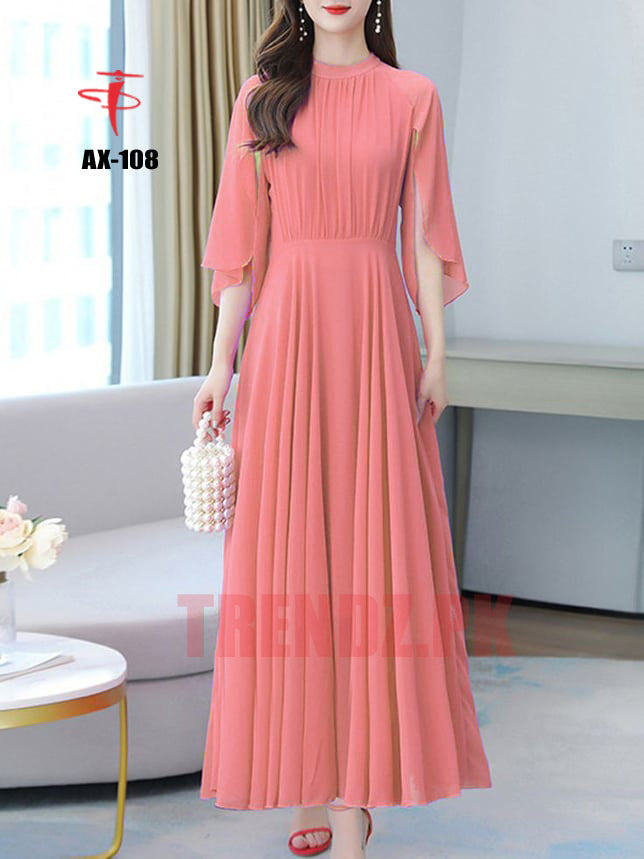 Women's Solid Color Plain Maxi Dress AX-108