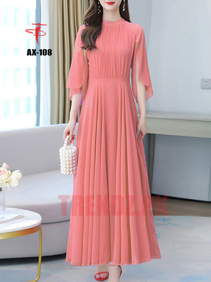 Women's Solid Color Plain Maxi Dress AX-108