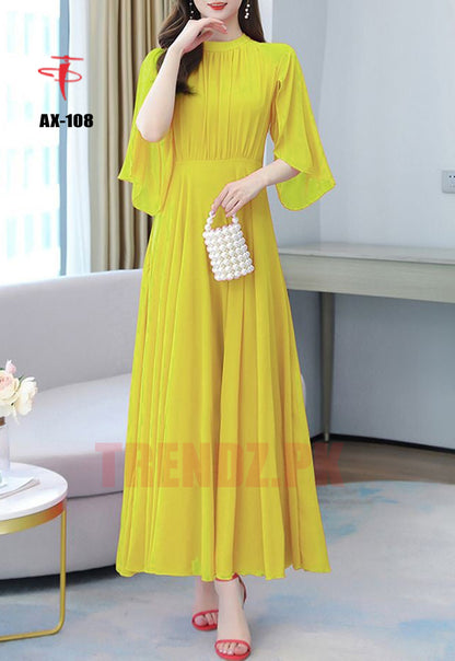 Women's Solid Color Plain Maxi Dress AX-108