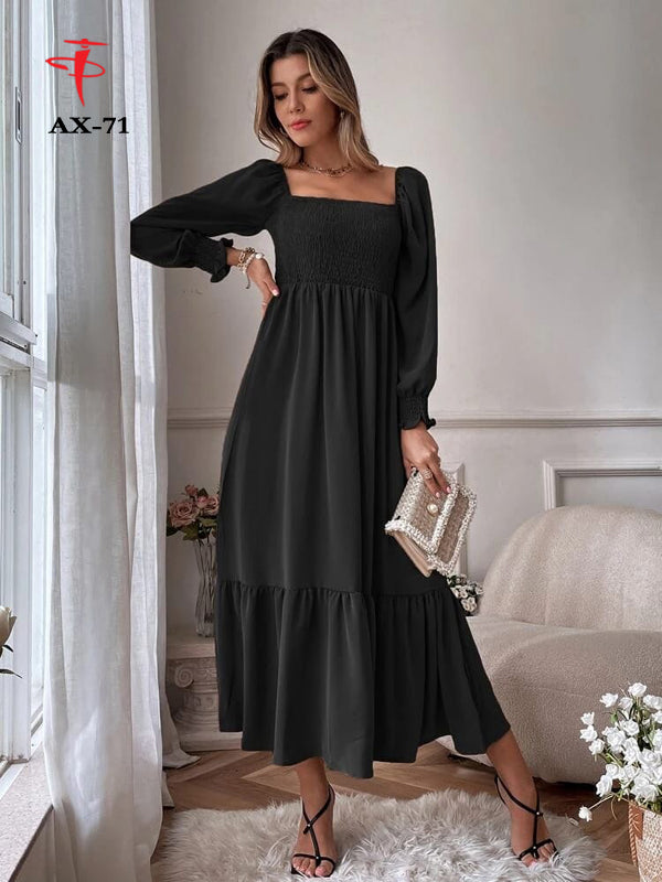 Women's Solid Color Plain Elegant Long Maxi