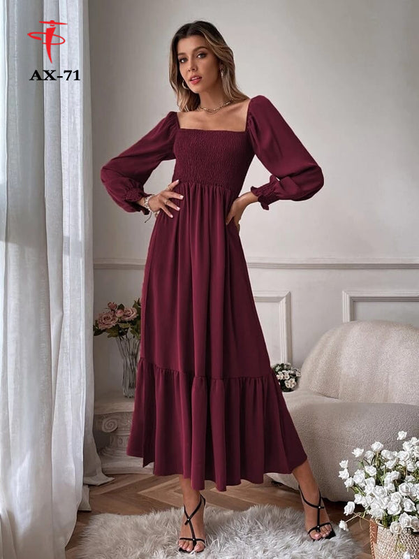 Women's Solid Color Plain Elegant Long Maxi