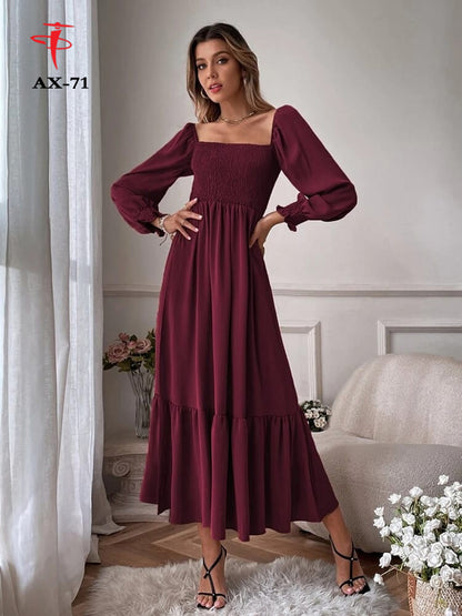 Women's Solid Color Plain Elegant Long Maxi