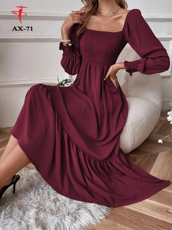 Women's Solid Color Plain Elegant Long Maxi