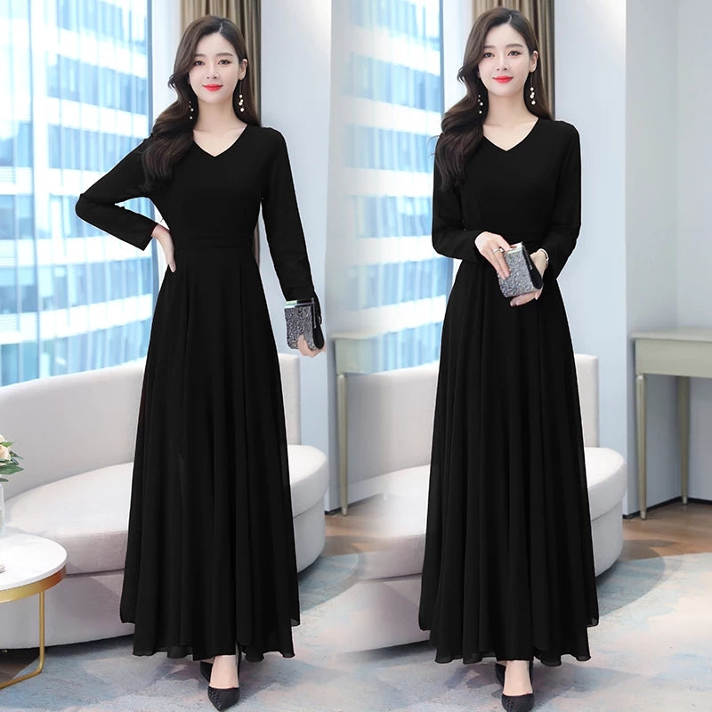 Women's Solid Color Plain Maxi Dress AX-72