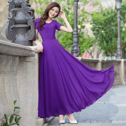 Women's Solid Color Plain Maxi Dress AX-72