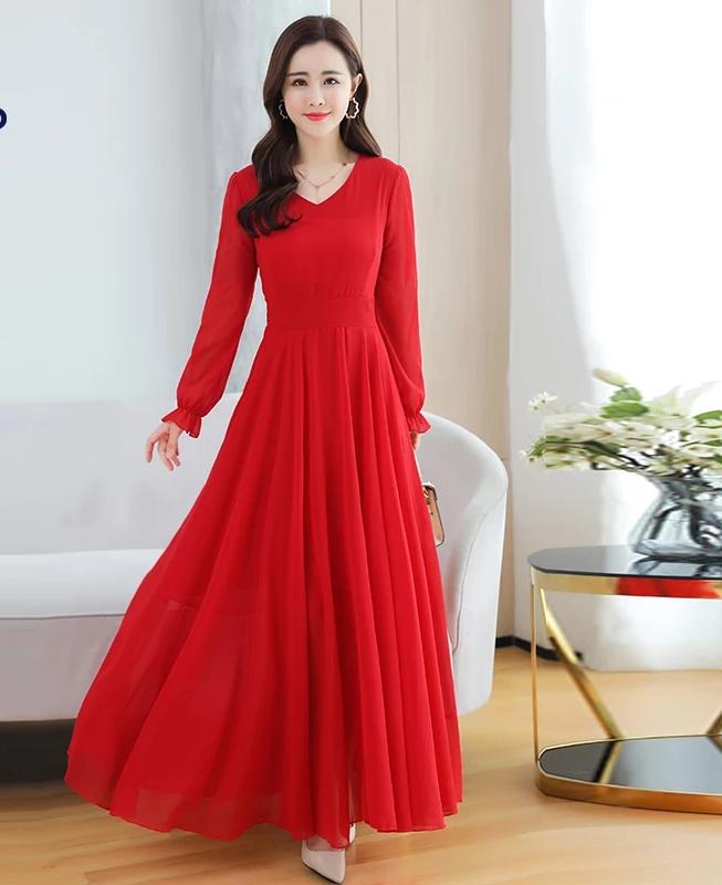 Women's Solid Color Plain Maxi Dress AX-72