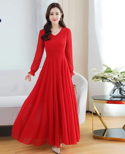 Women's Solid Color Plain Maxi Dress AX-72