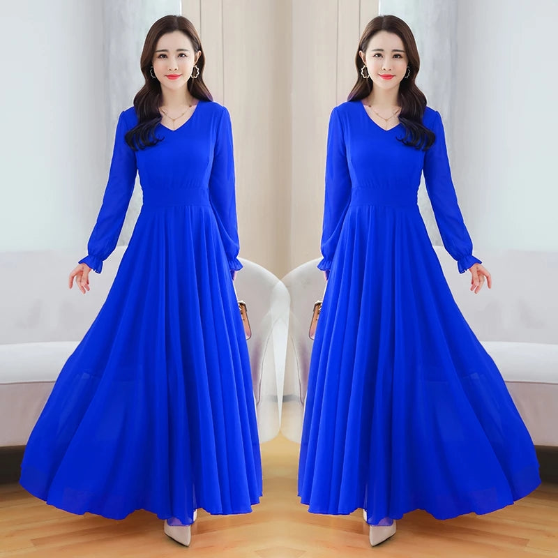 Women's Solid Color Plain Maxi Dress AX-72