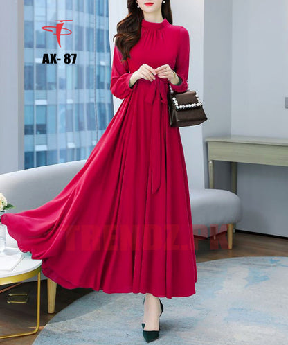 Women's Solid Color Plain Maxi Dress AX-87