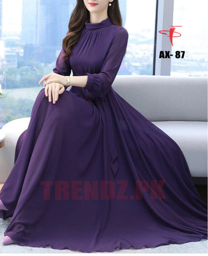 Women's Solid Color Plain Maxi Dress AX-87