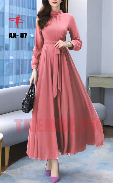 Women's Solid Color Plain Maxi Dress AX-87