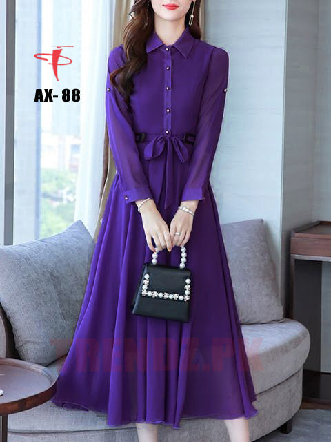 Women's Solid Color Plain Maxi Dress AX-88