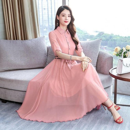 Women's Solid Color Plain Maxi Dress AX-88