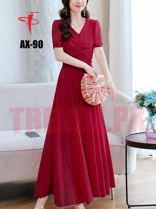 Women's Solid Color Plain Maxi Dress AX-90