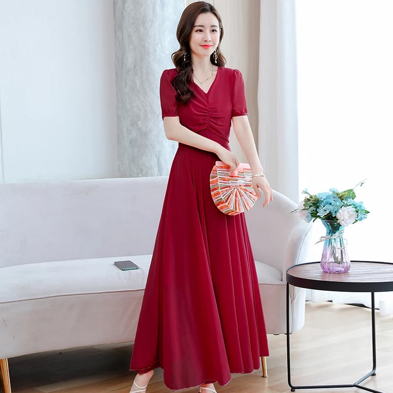 Women's Solid Color Plain Maxi Dress AX-90