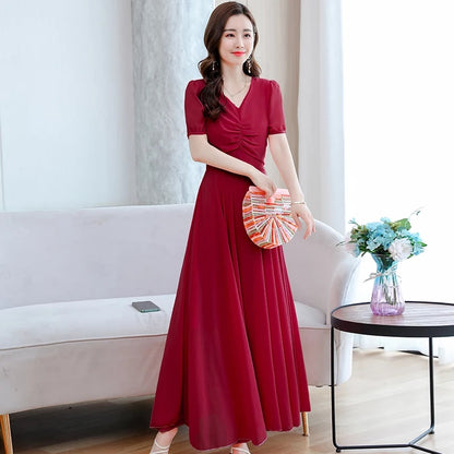 Women's Solid Color Plain Maxi Dress AX-90