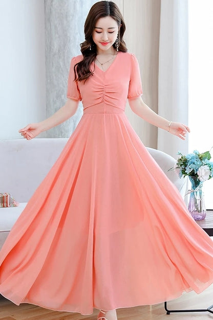 Women's Solid Color Plain Maxi Dress AX-90