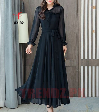 Women's Solid Color Plain Maxi Dress AX-92