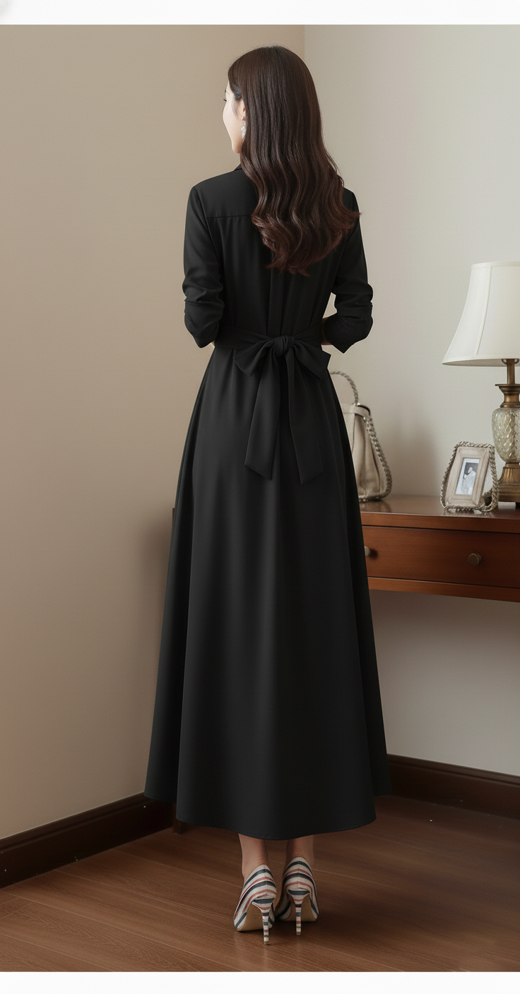 Elegant Tail Frock -Black