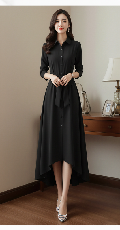 Elegant Tail Frock -Black