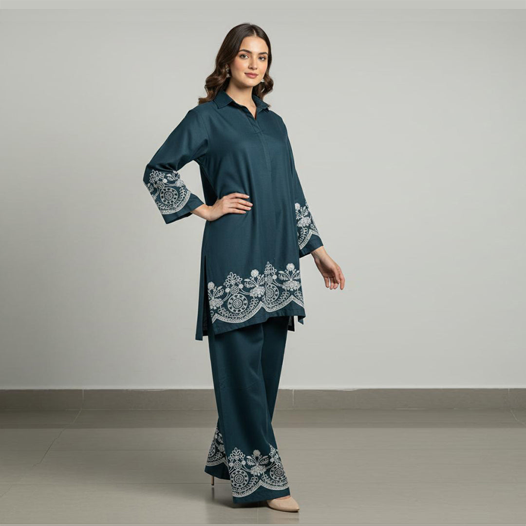 Ocean Mist – Embroidered Co-Ord Set