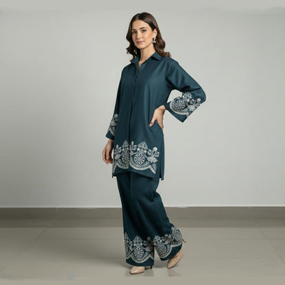 Ocean Mist – Embroidered Co-Ord Set