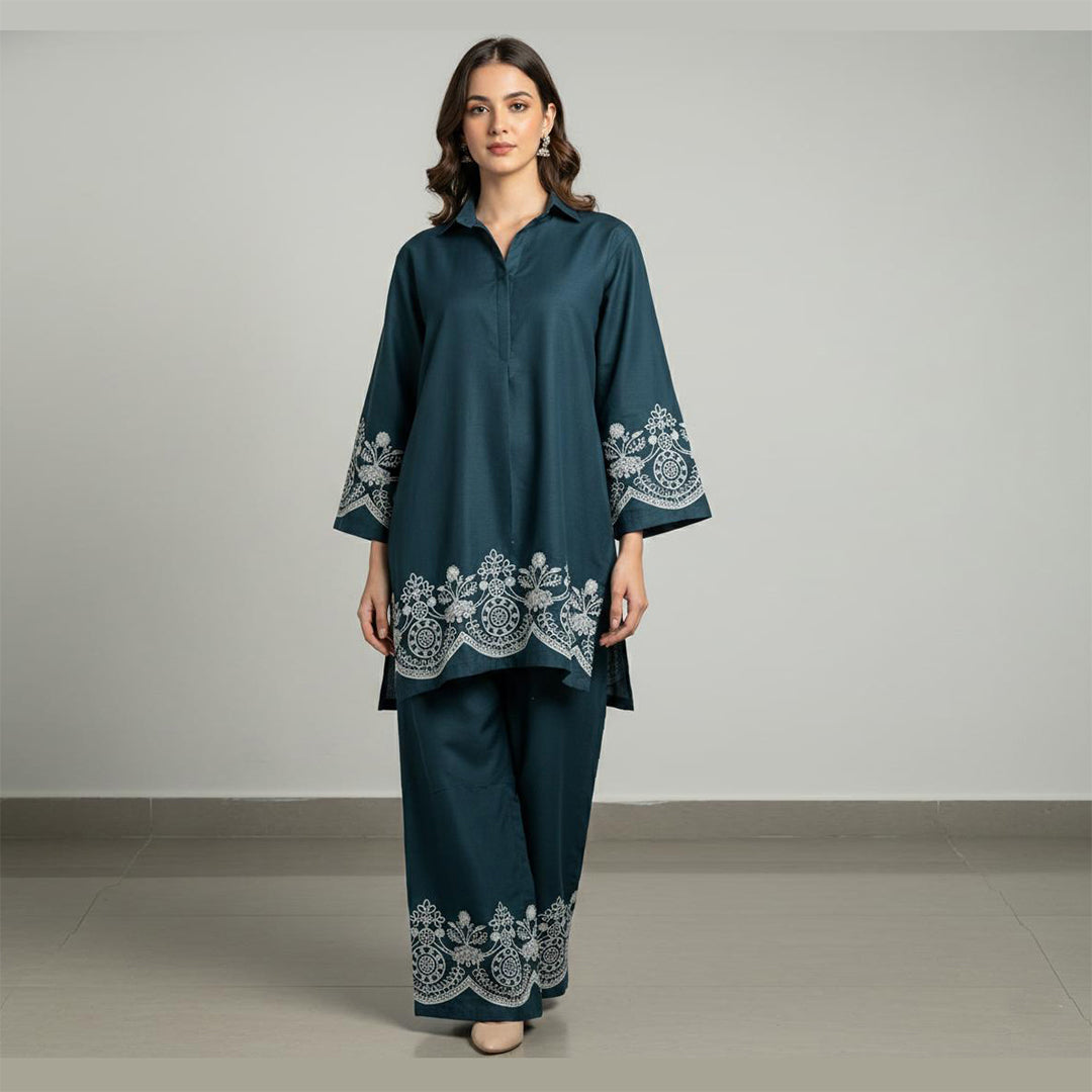 Ocean Mist – Embroidered Co-Ord Set