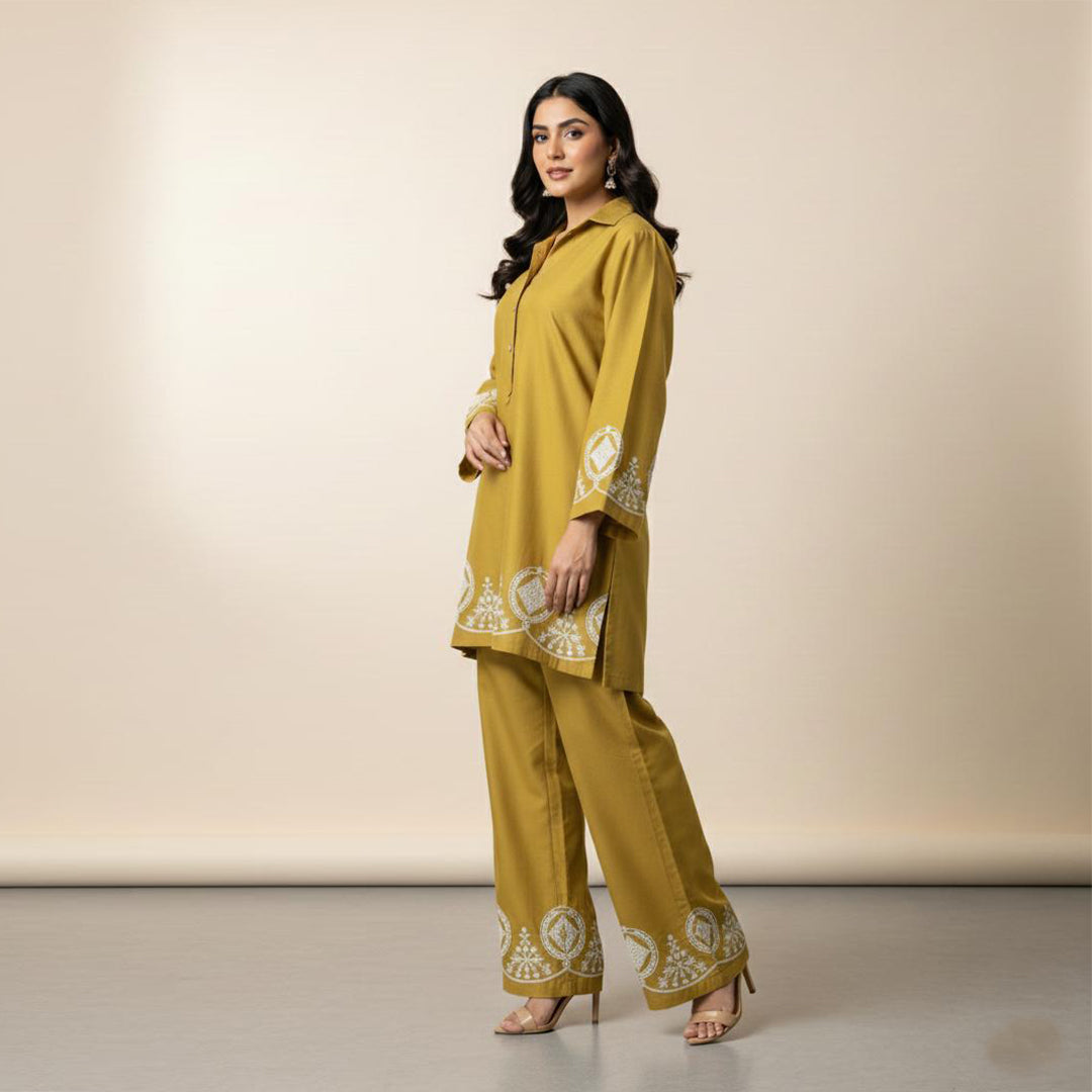 Golden Ochre - Embroidered Co-Ord Set