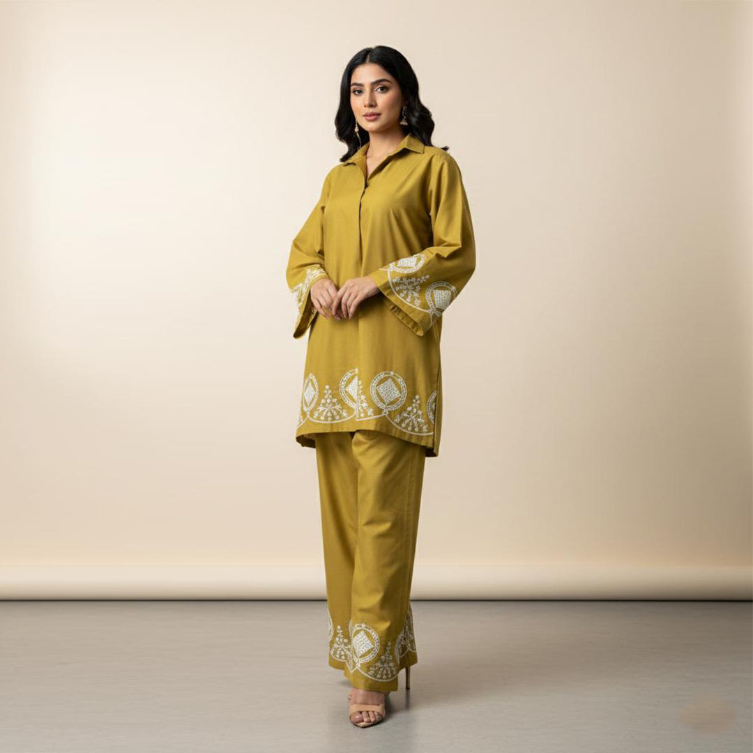 Golden Ochre - Embroidered Co-Ord Set