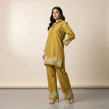 Golden Ochre - Embroidered Co-Ord Set