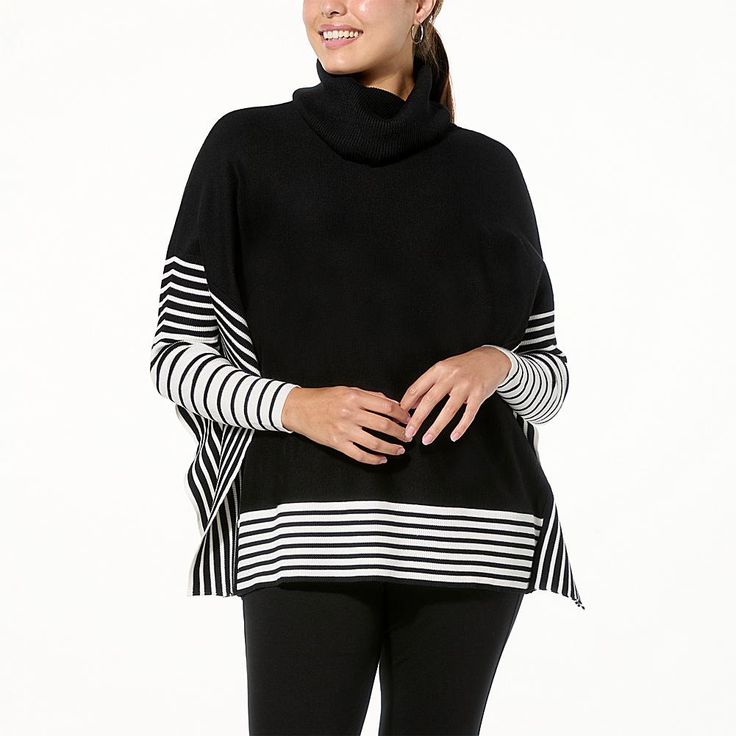 Striped Fleece Poncho – Cozy & Stylish Winter Wrap