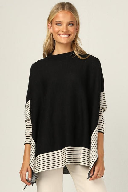 Striped Fleece Poncho – Cozy & Stylish Winter Wrap