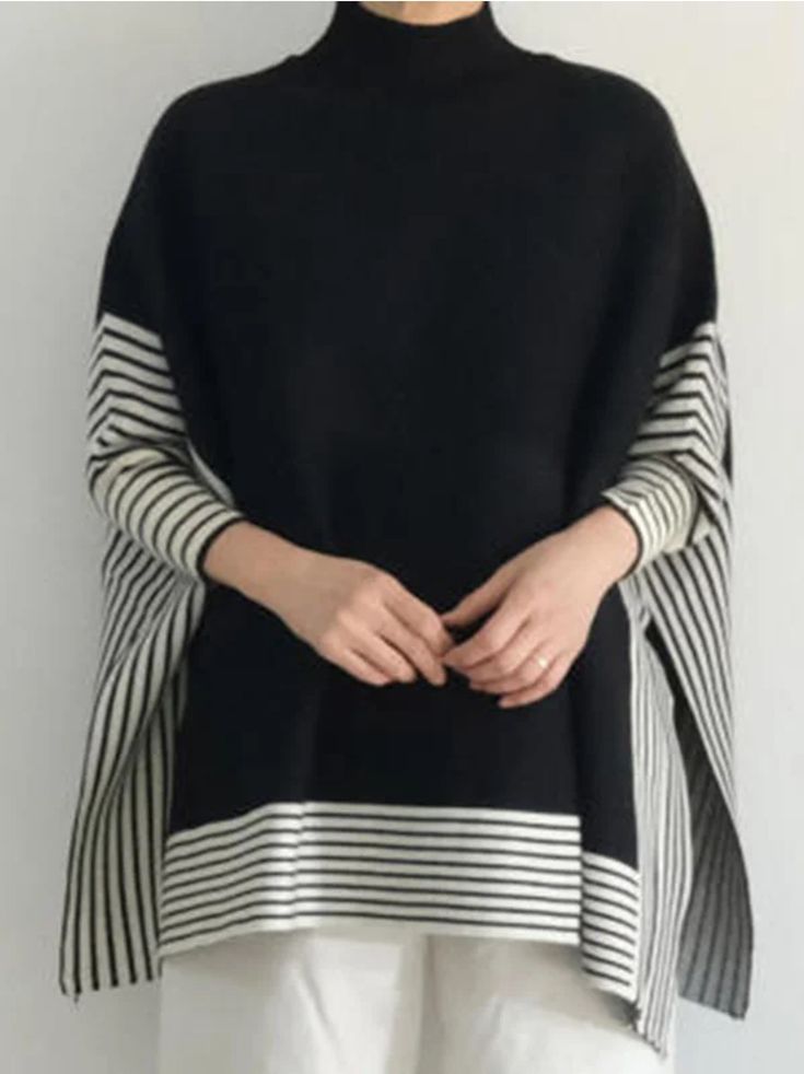 Striped Fleece Poncho – Cozy & Stylish Winter Wrap