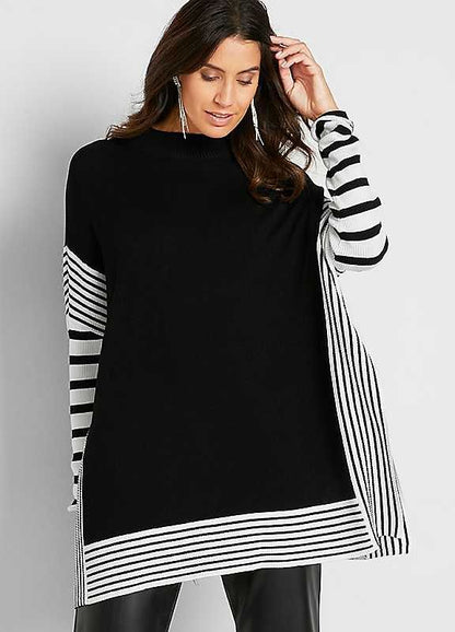Striped Fleece Poncho – Cozy & Stylish Winter Wrap